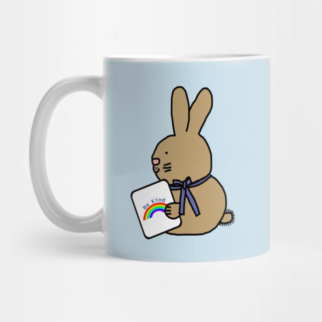 Cute Bunny Rabbit Says Be Kind With a Rainbow by ellenhenryart